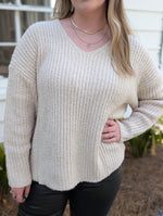 *FINAL SALE*Malia V Neck Cream Sweater