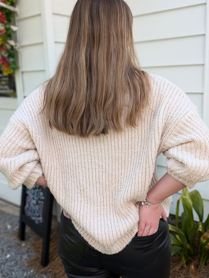 *FINAL SALE*Malia V Neck Cream Sweater