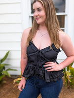 Sweet Treat Black Ruffle Tank Top