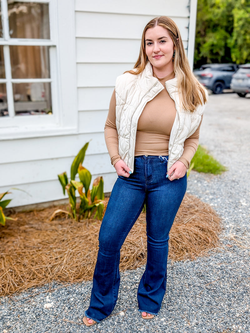 Dark Taupe Ronan Mock Neck Knit Top