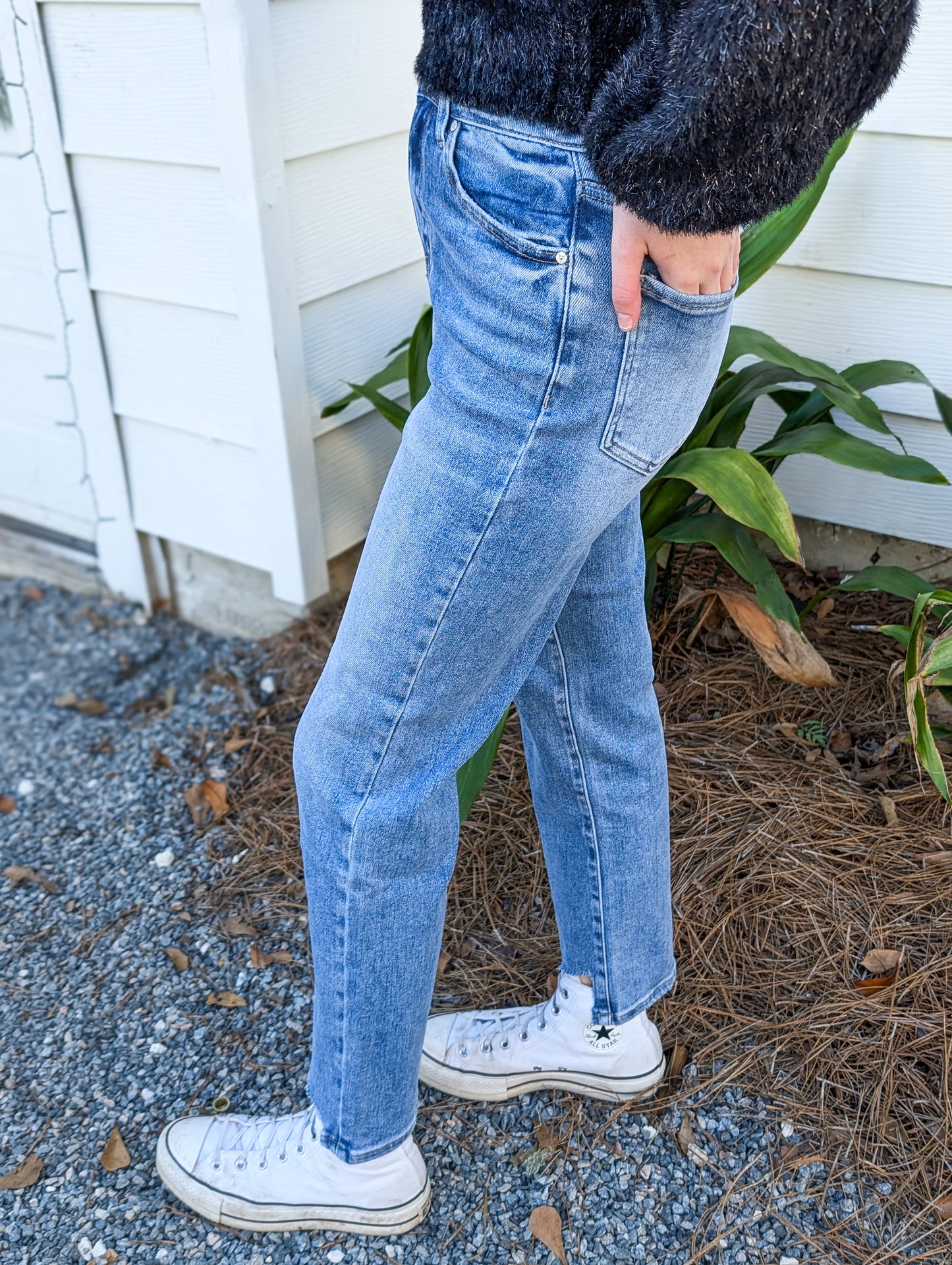 Cornflower Blue High Rise Straight Jean