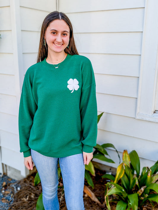 Four Leaf Clover Puff Print Sweatshirt