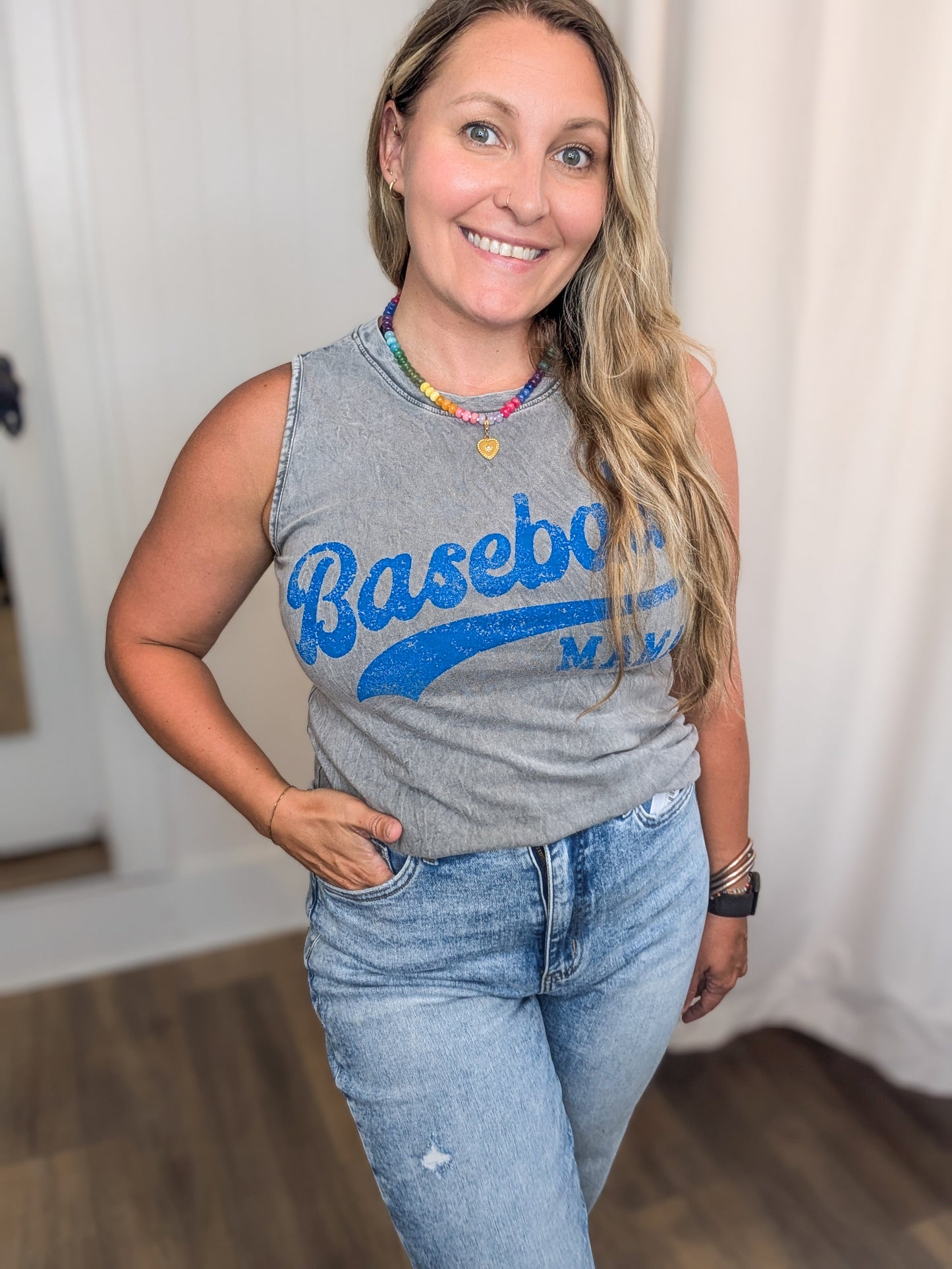 “Baseball Mama” Mineral Graphic Tank Top