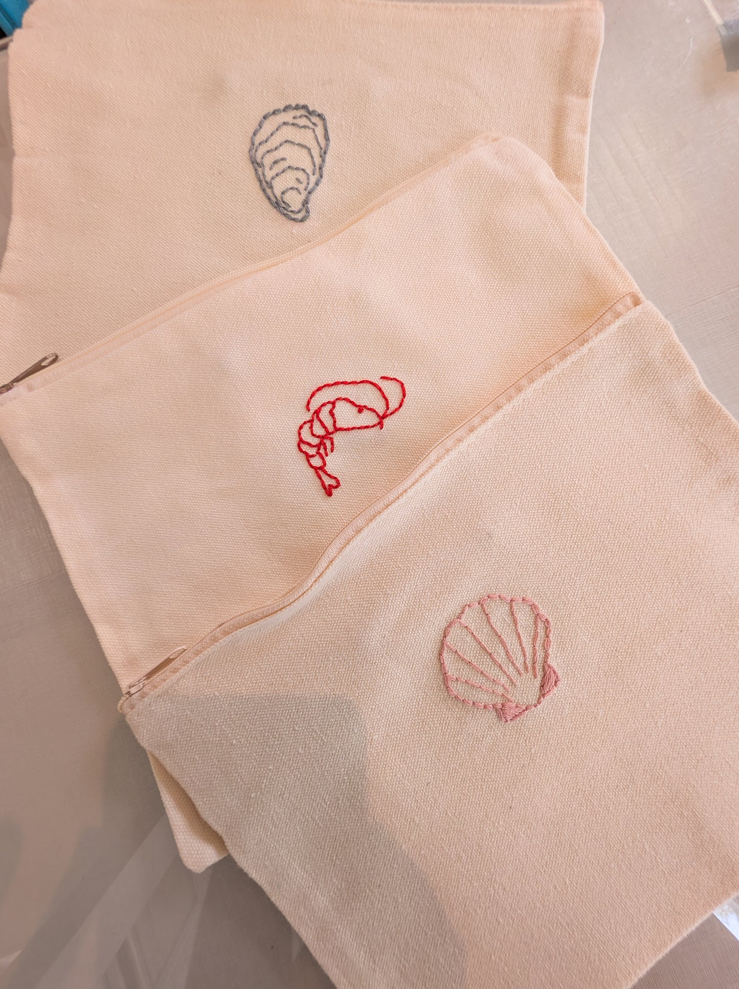 Strawberry Threads Hand Embroidered Canvas Make Up Bag
