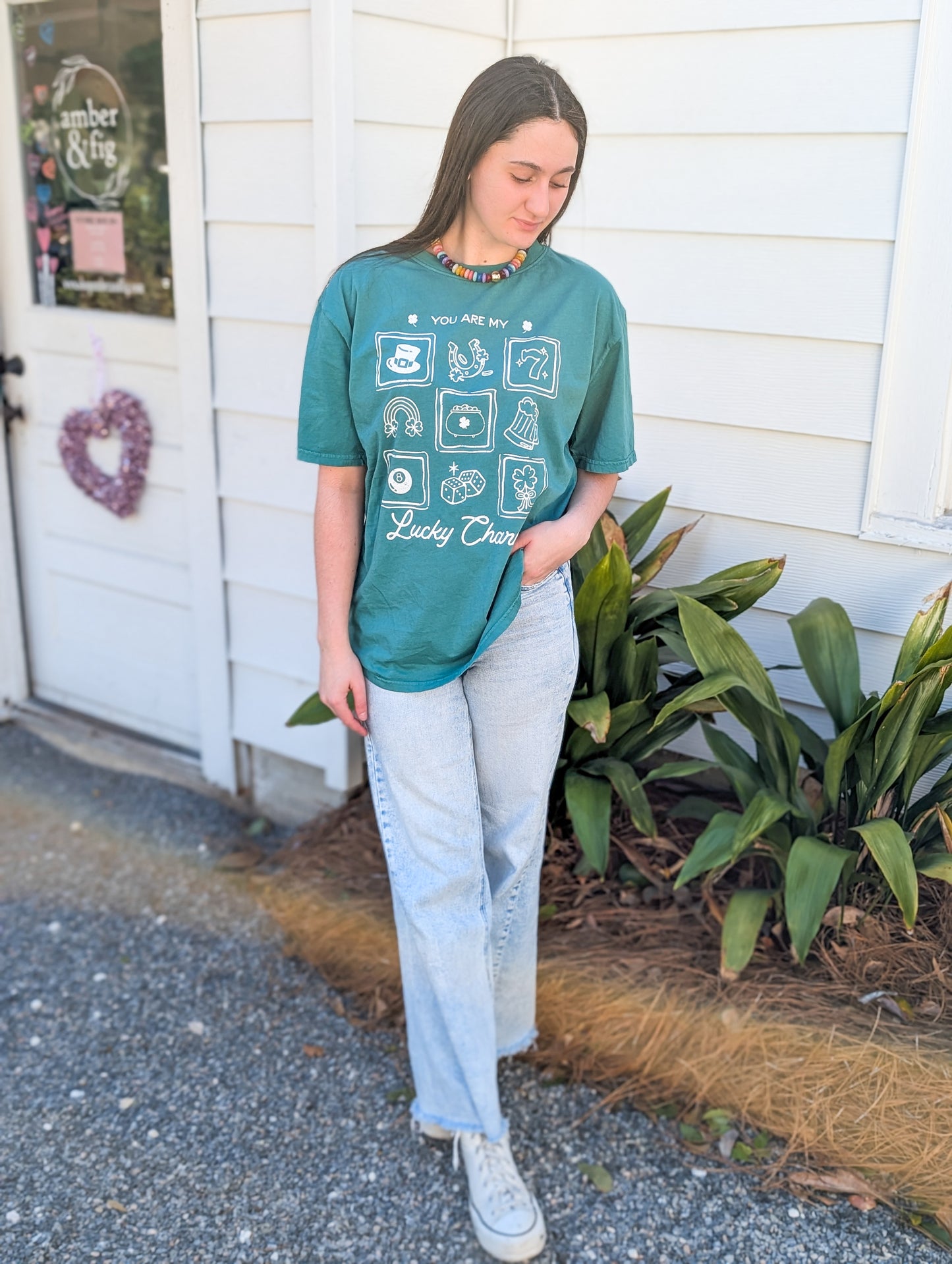 *FINAL SALE* You Are My Lucky Charm Oversized Mineral Graphic Tee