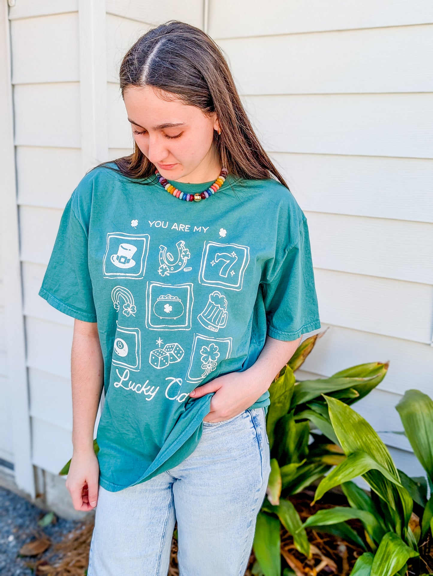 *FINAL SALE* You Are My Lucky Charm Oversized Mineral Graphic Tee