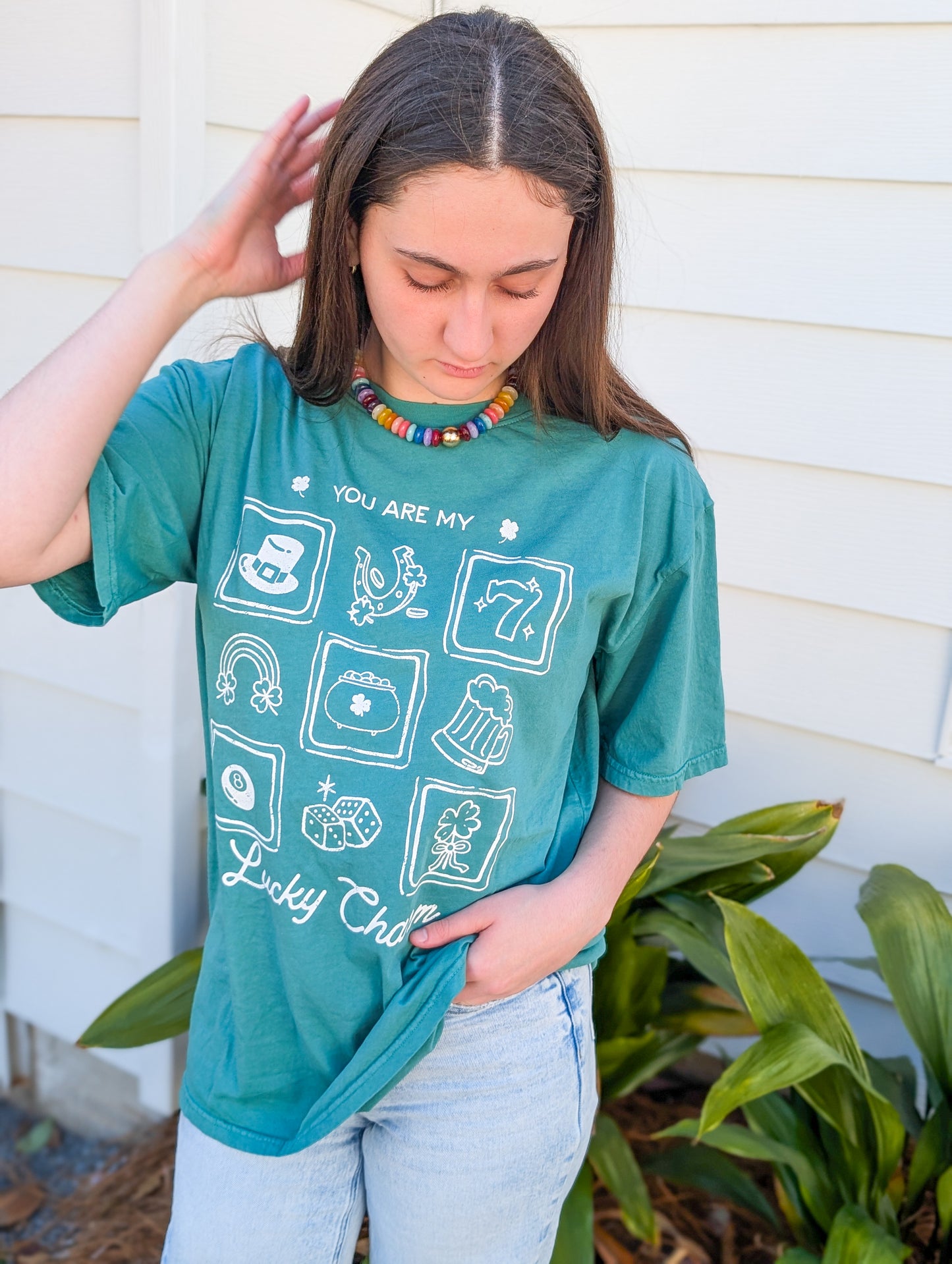 *FINAL SALE* You Are My Lucky Charm Oversized Mineral Graphic Tee