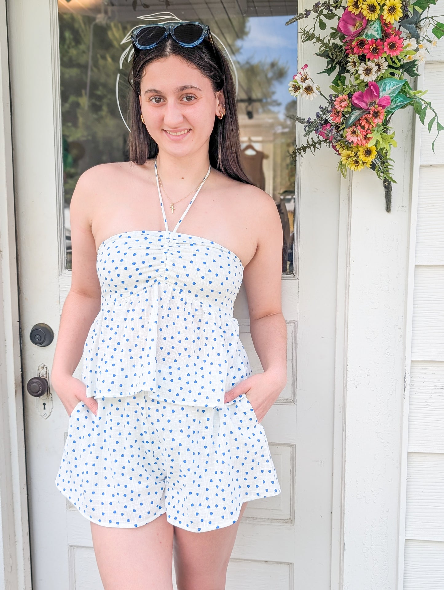 *FINAL SALE* Tide Pool Strapless Polka Dot Top