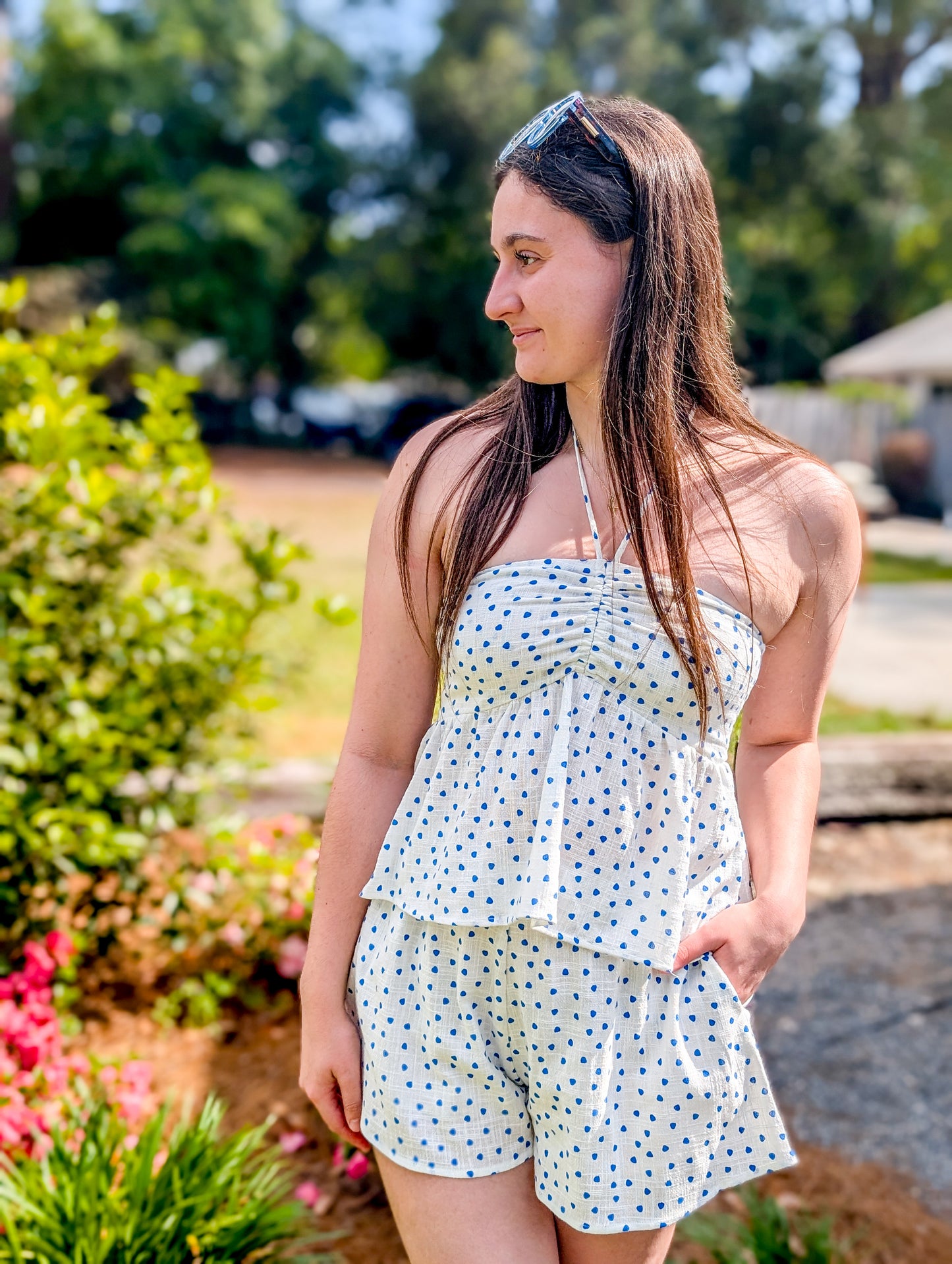 *FINAL SALE* Tide Pool Strapless Polka Dot Shorts