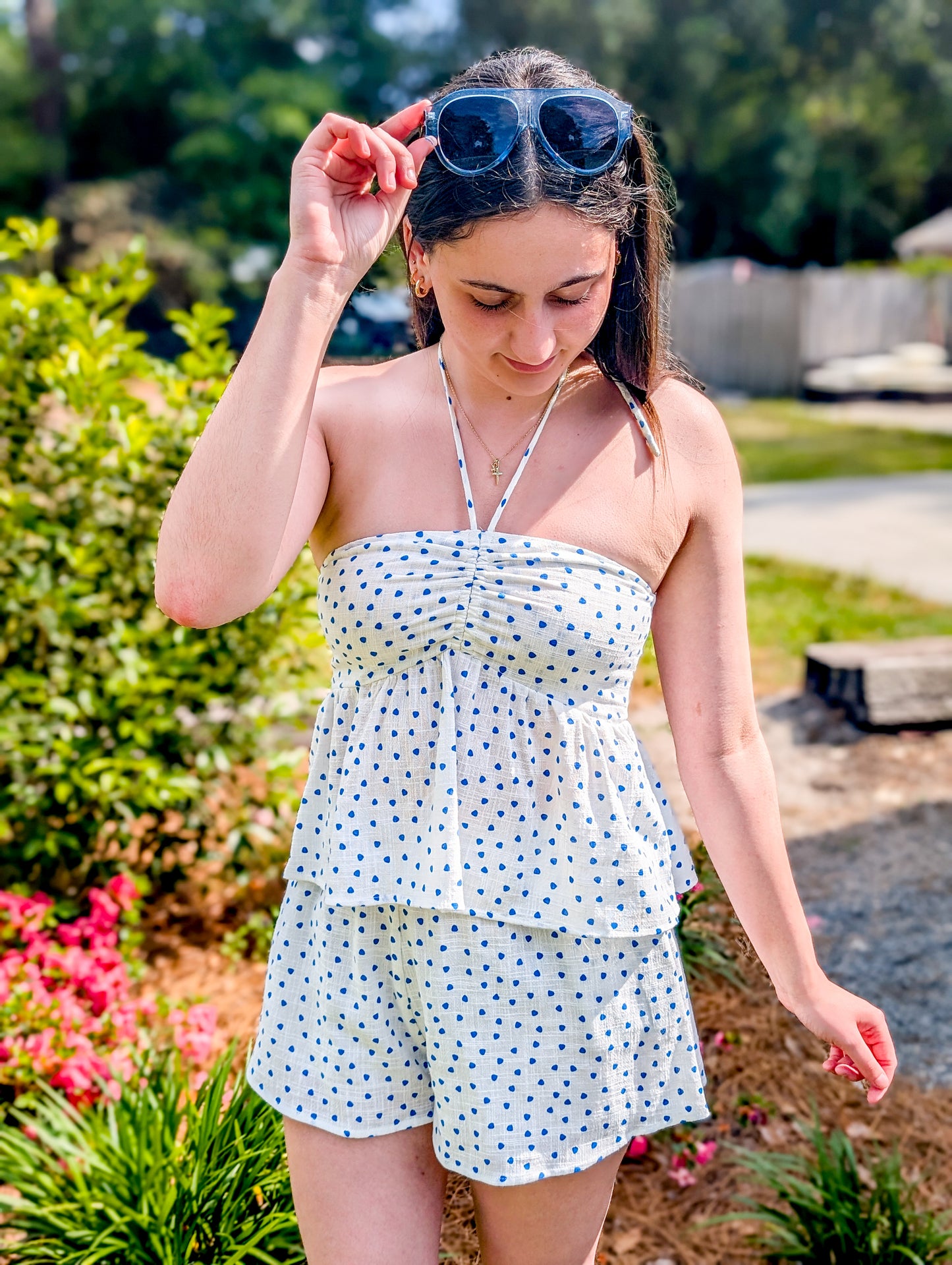 *FINAL SALE* Tide Pool Strapless Polka Dot Top