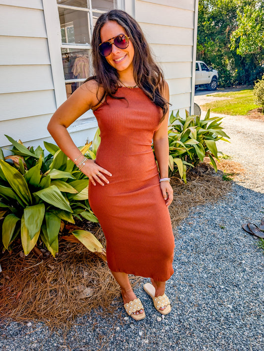 *FINAL SALE* Soft Cedar Rib Knit Midi Dress