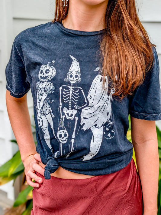 Halloween Custume Girls Mineral Wash Graphic Tee