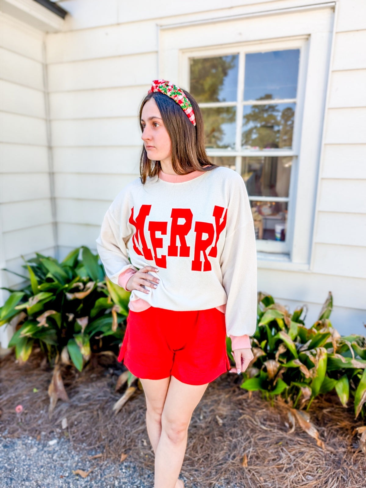 Merry Mismatched Cloudy Knit Ringer Top