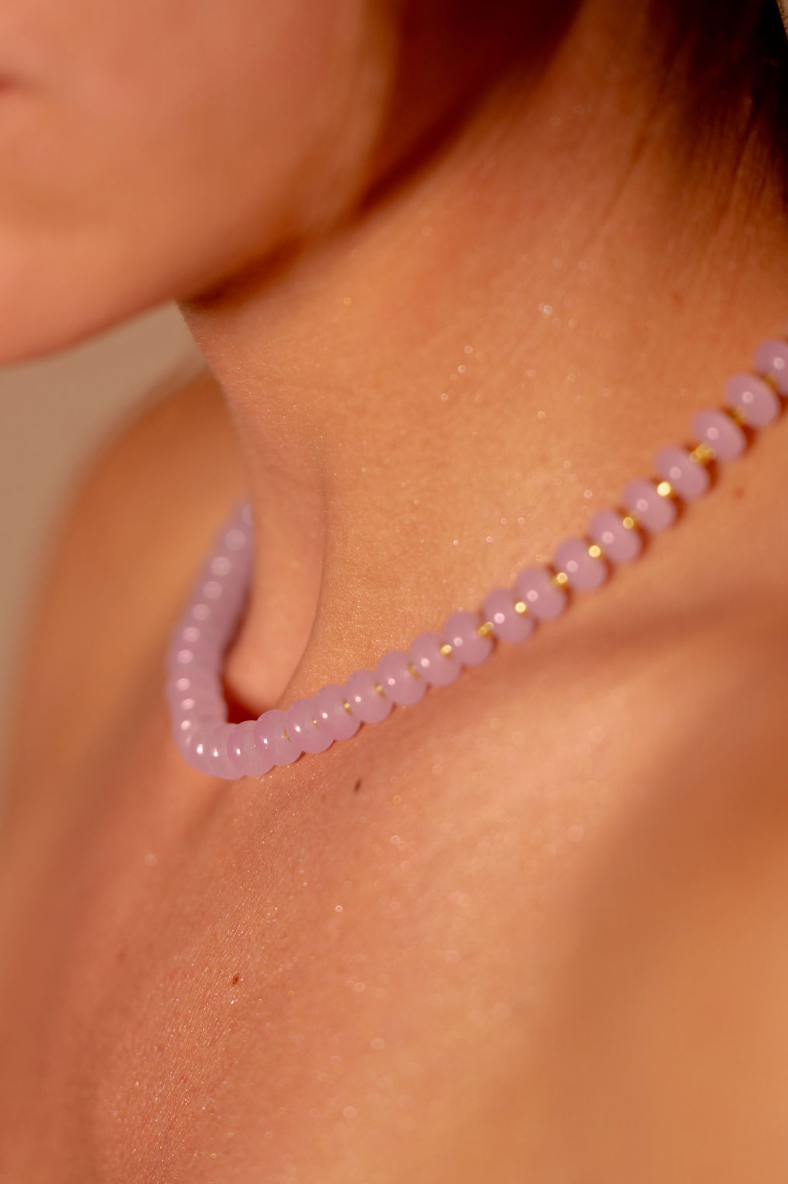 Frosted Pink Stone Necklace