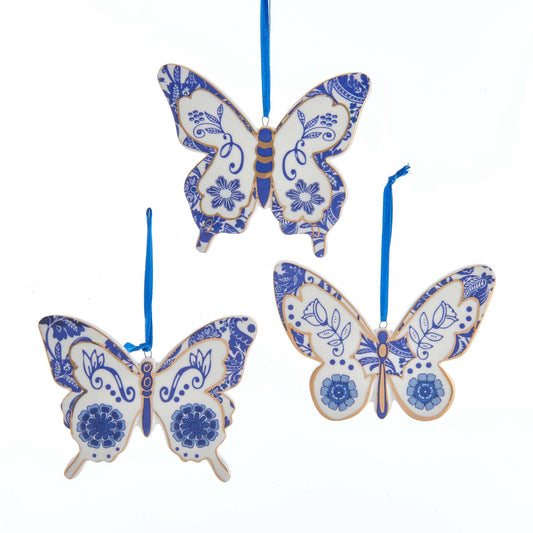 Blue and White Butterfly Ornament