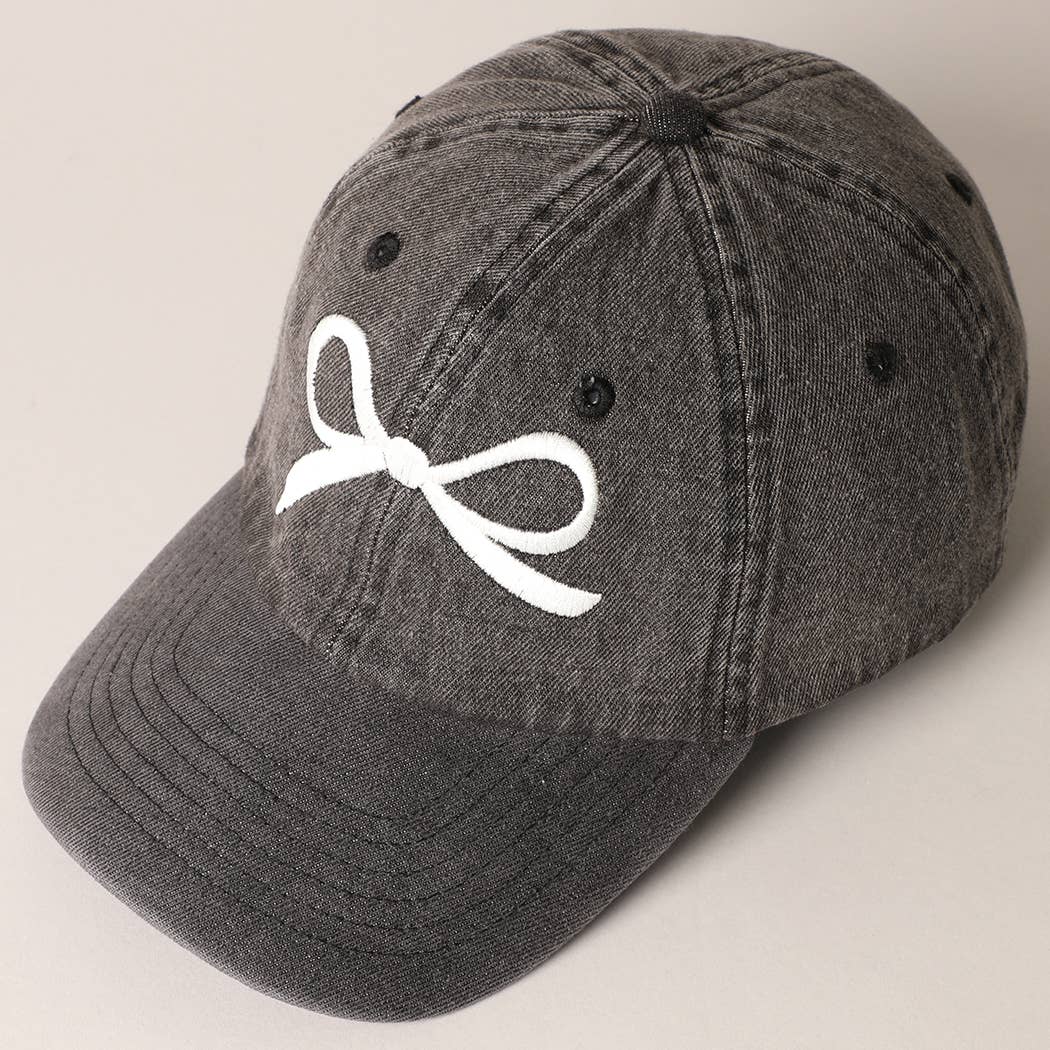 Trendy Bow Embroidered Denim Baseball Cap