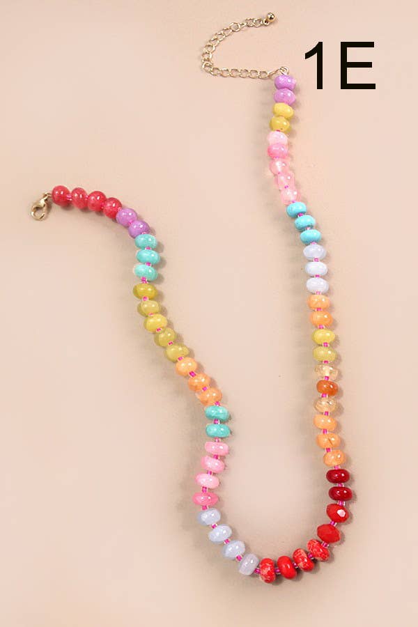 Natural Agate Glass Semi Precious Beaded Necklace