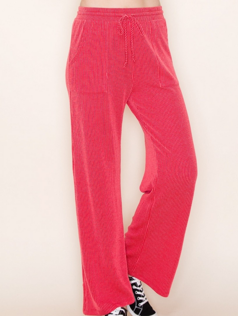 Red ribbed pants