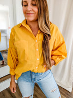 Yellow oversized buton front shirt with 2 front pockets