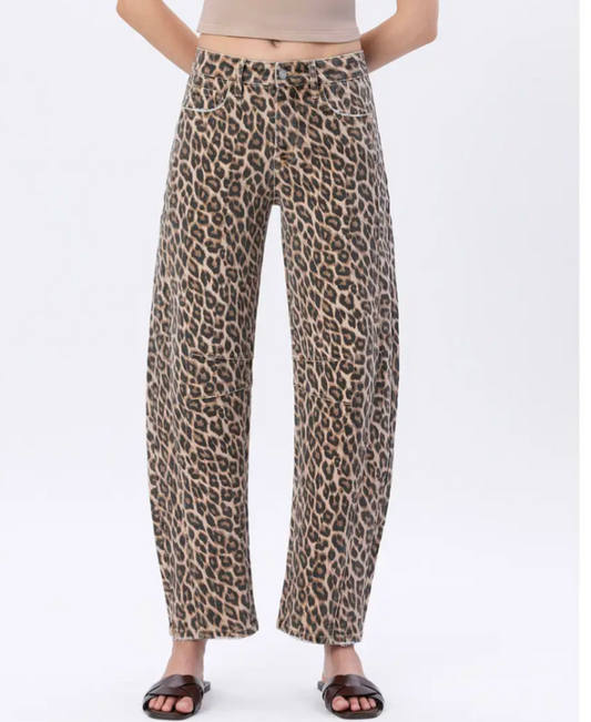 High Rise Leopard Print Barrel