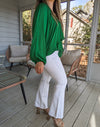 American Made White High Rise Crop Flare with Distressed Hem