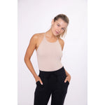X Back Ribbed Halter Body Suit