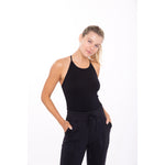 X Back Ribbed Halter Body Suit