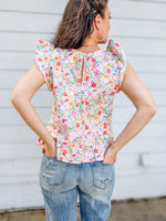 Colorful Floral Ruffle Top
