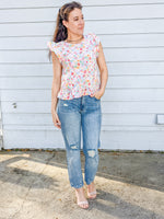 Colorful Floral Ruffle Top