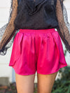 hot pink satin shorts