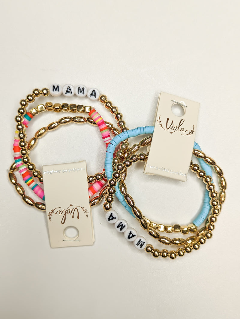 Colorful Mama Rubber & Metal Beaded Bracelet