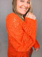Orange Knit Oversize Cardigan